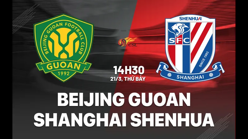Cầu thủ của Shanghai Shenhua và Beijing Guoan tranh chấp bóng Cầu thủ của Shanghai Shenhua và Beijing Guoan tranh chấp bóng